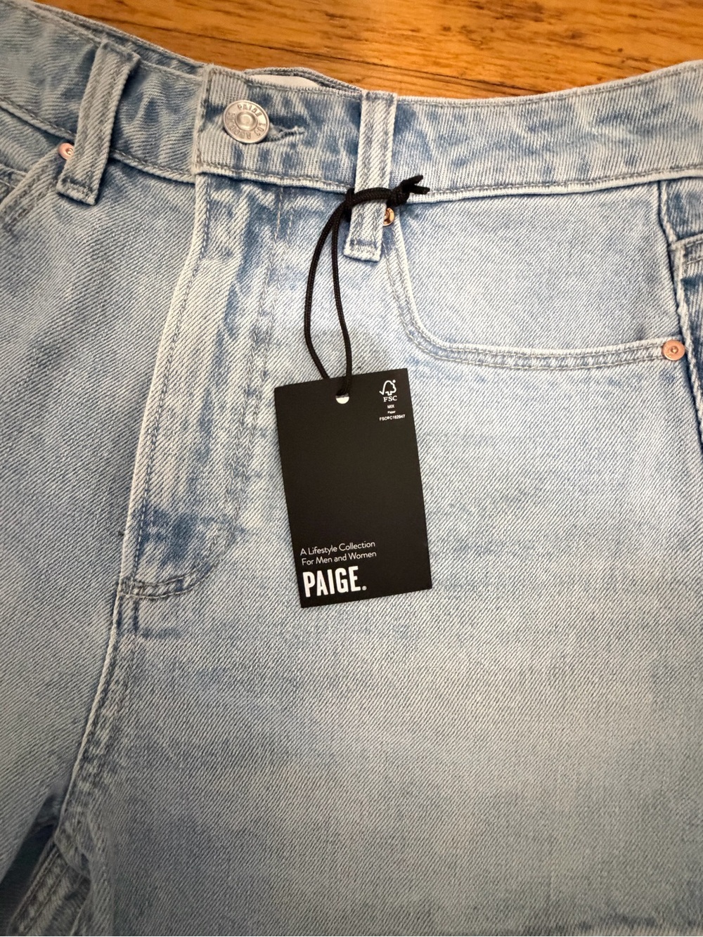 PAIGE Light Blue High-Rise Mom Jeans